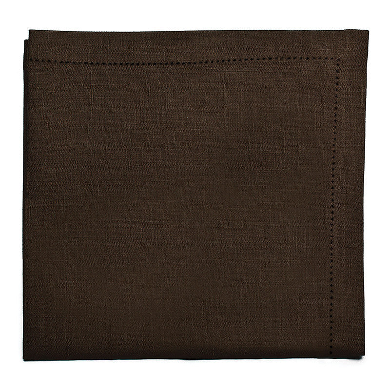 Pure Large Napkin with Button Stitch - Deep Brown