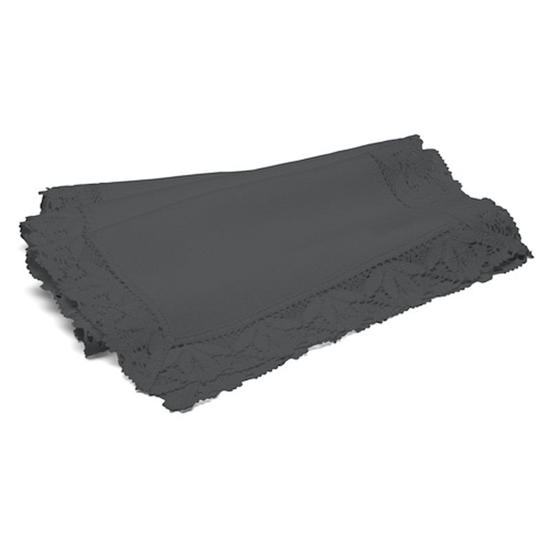 Long Table Runner - Lace Border - Slate Gray  | Teroforma